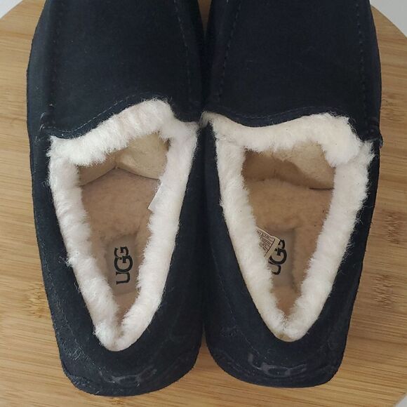 UGG Ascot Slipper Black Suede Wool Comfort Loafer Men's US 8 NIB - Picture 6 of 15